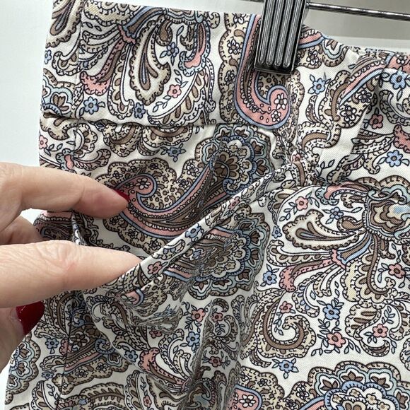 Talbots Pants Womens 12 The Perfect Crop Paisley Taupe Pink Blue + Pockets - Picture 6 of 9